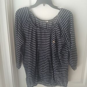 J. Crew Navy and White Striped Blouse
